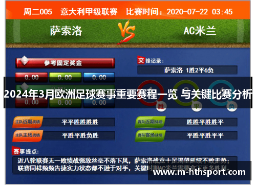 2024年3月欧洲足球赛事重要赛程一览 与关键比赛分析